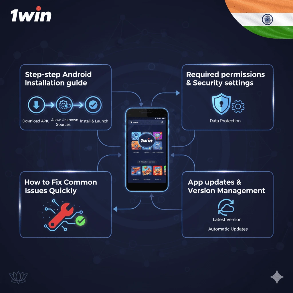 Learn how to install the 1win India app on Android devices and check compatibility requirements